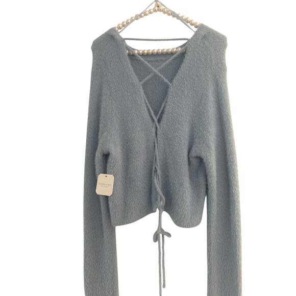 Altar’d state Everette Eyelash Lace Up light blue Sweater SzXL soft comfy feel - Picture 7 of 13